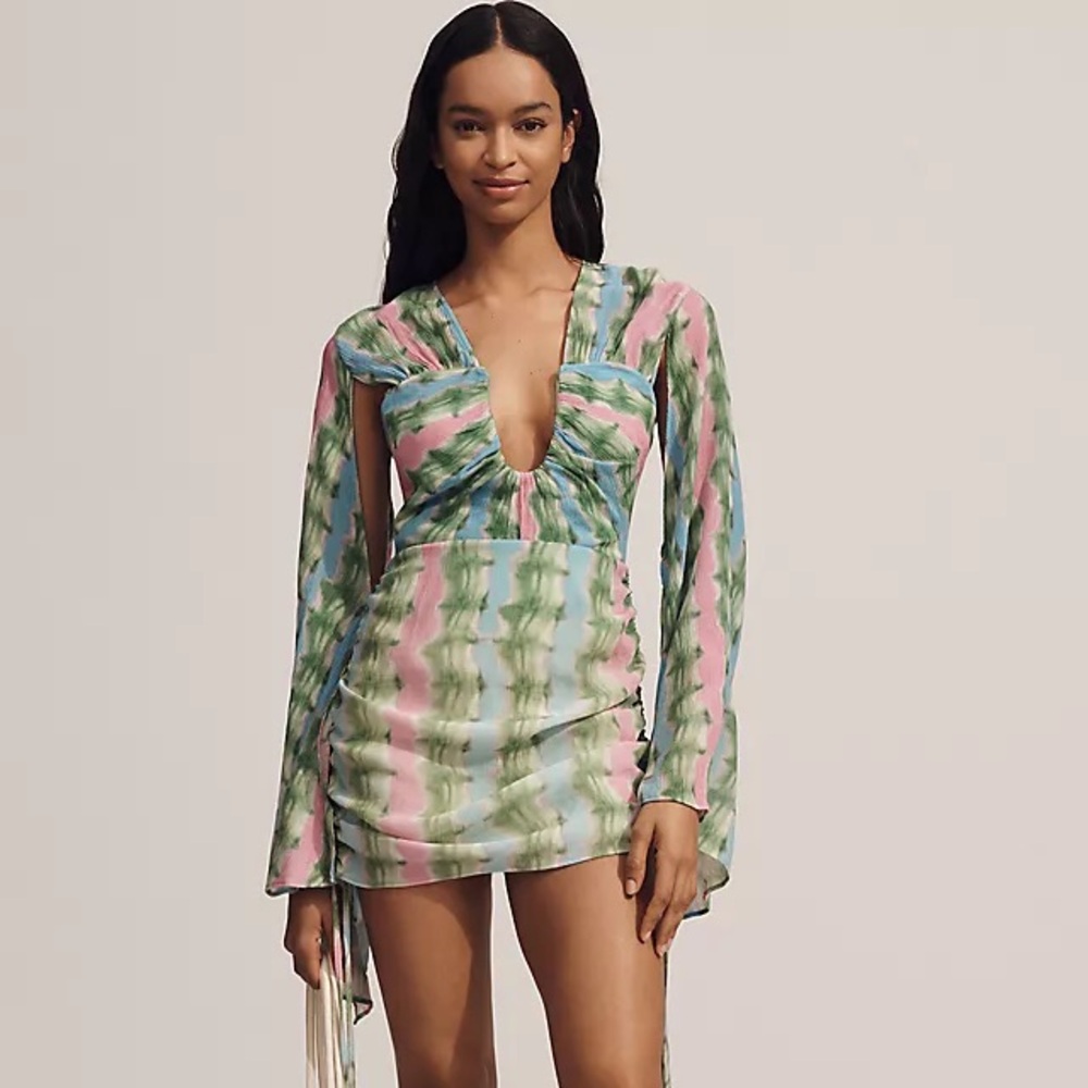 Elegant Multicolor Tie-Dye Dress